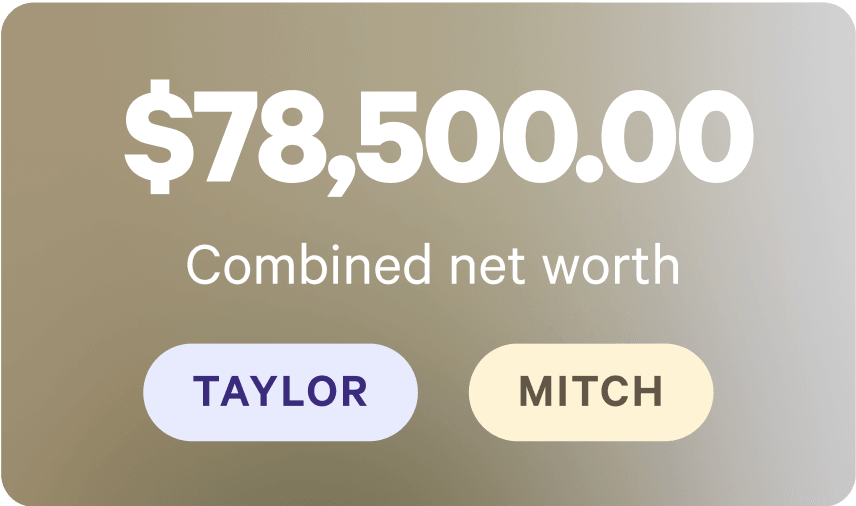Joint account combined net worth value